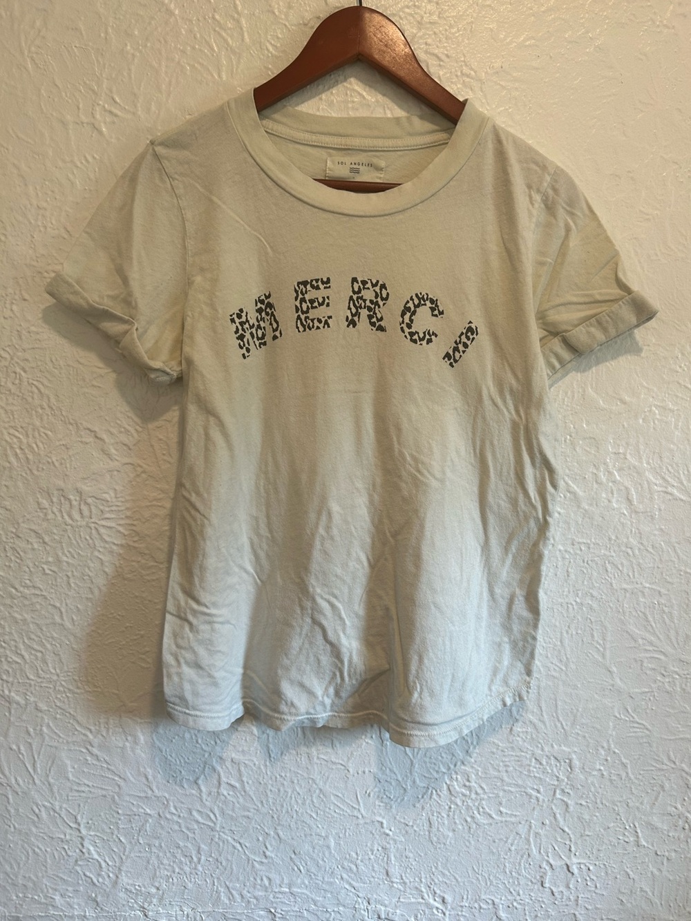 Anthropologie Tee with Leopard Print Letters - Merci